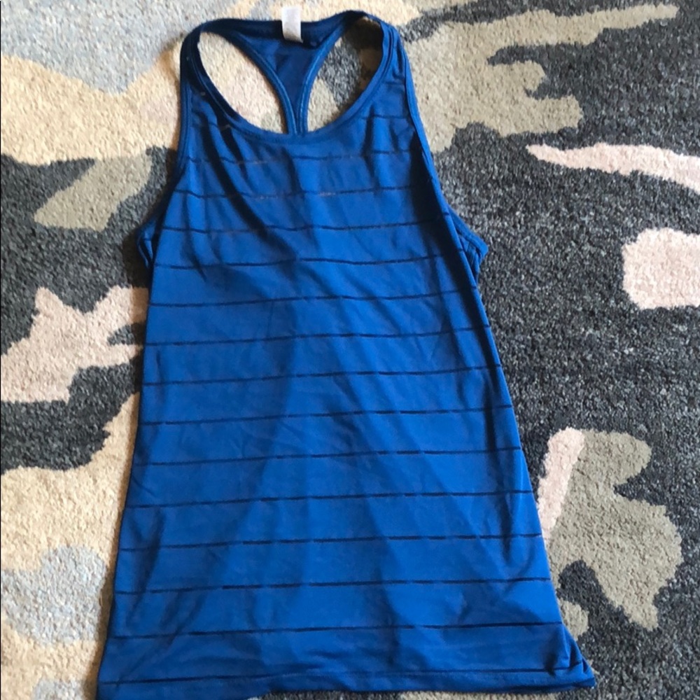 Athleta Stripe Mesh High Neck Chi Tank
